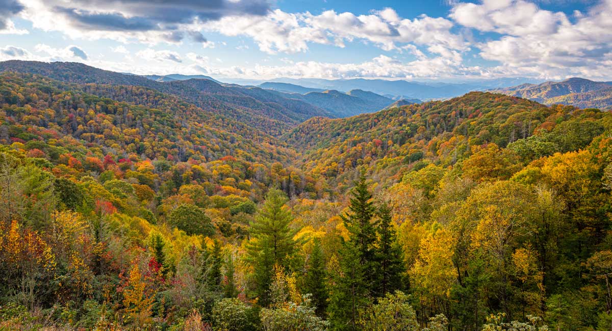 Scenic view of Smoky Mountains during autumn