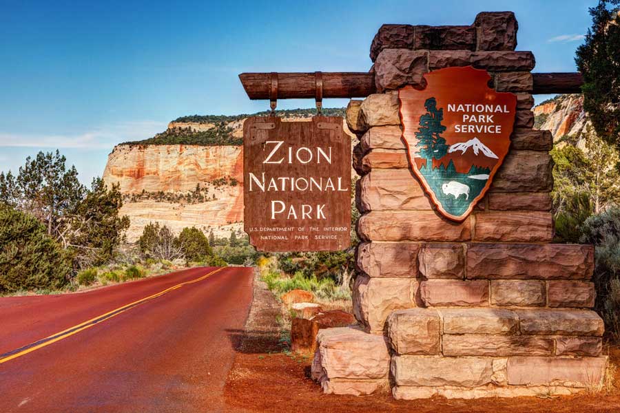 View of a sign in Zion National Park